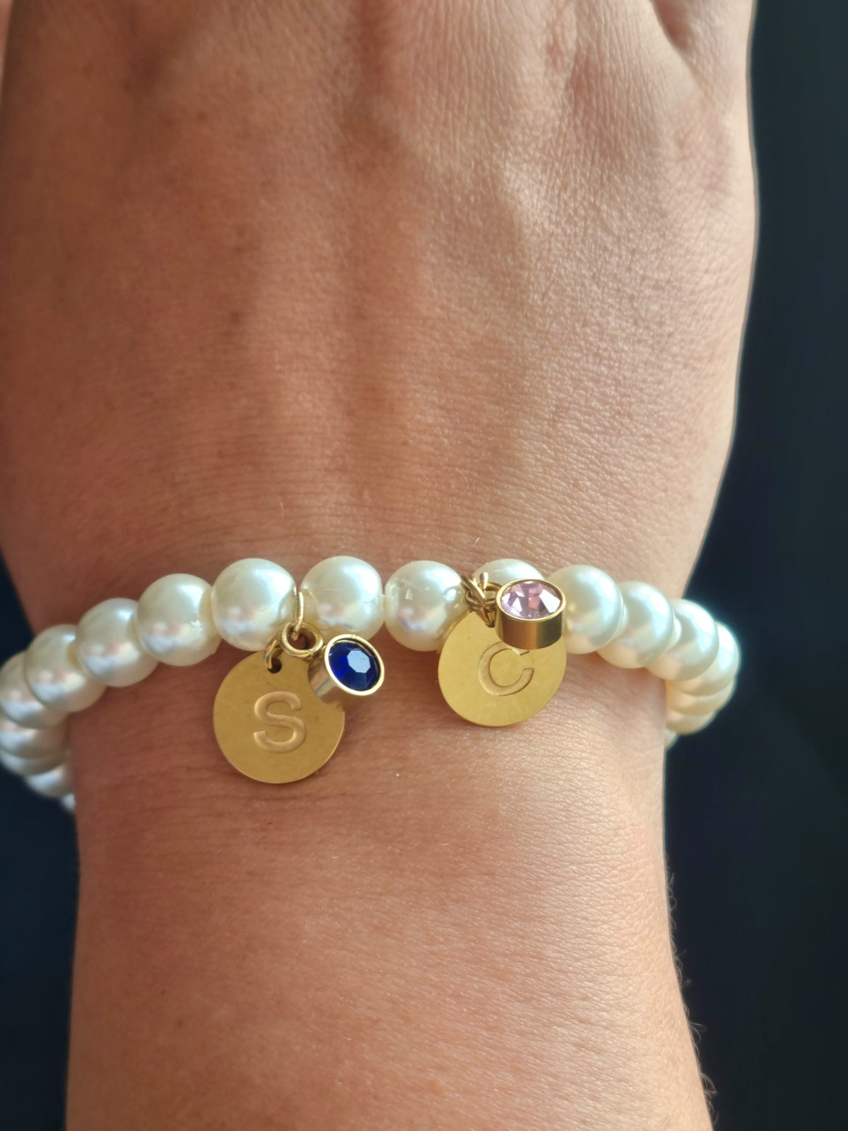 Initial and Birthstone Bracelet