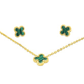 Mini four leaf clover necklace and earrings set