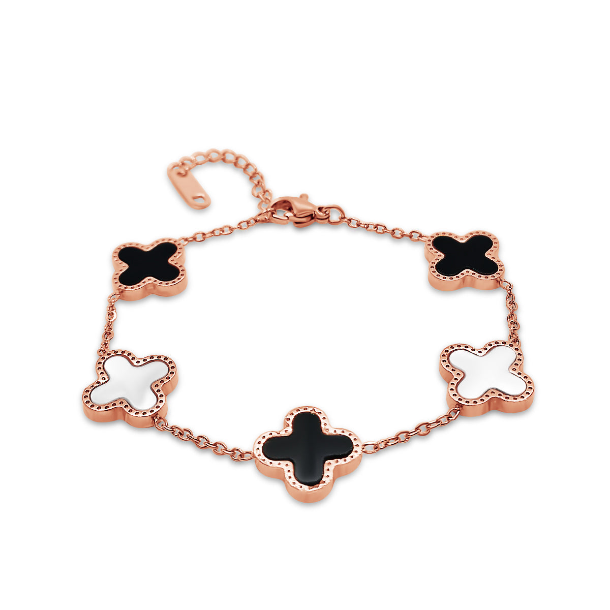  FIORICASA Gold Lucky Four Leaf Clover Bracelet for Woman, 18K  Gold Plated Stainless Steel, Adjustable （Black Clover,lock&key: Clothing,  Shoes & Jewelry